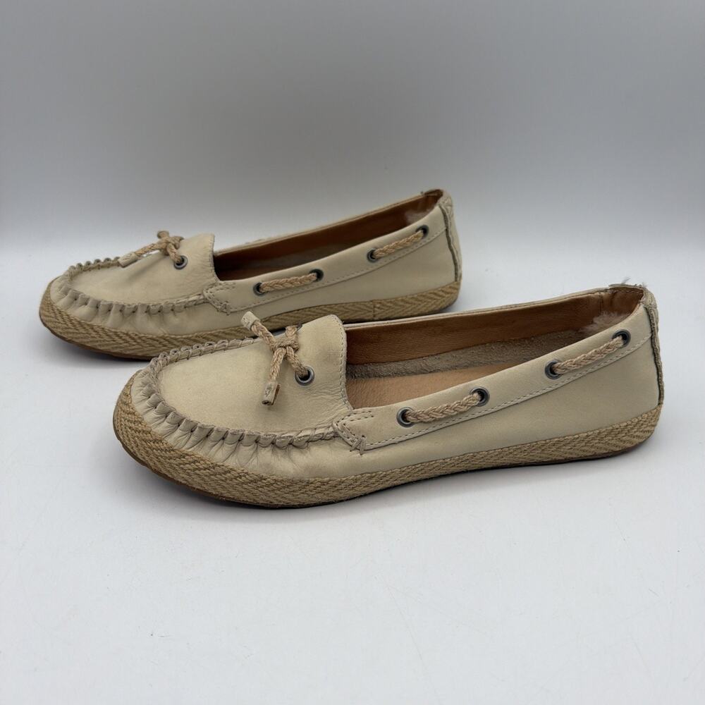 UGG Tan Suede Espadrille Loafers Womens 8.5 Moccasin Shoes 1004111
